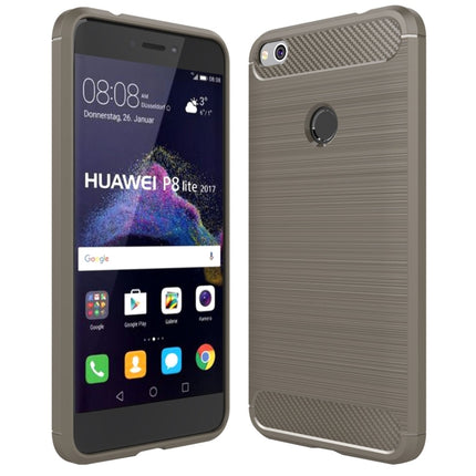 For Huawei  P8 Lite (2017) Brushed Carbon Fiber Texture Shockproof TPU Protective Case, Huawei P8 Lite (2017)