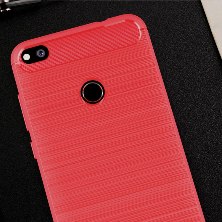 For Huawei  P8 Lite (2017) Brushed Carbon Fiber Texture Shockproof TPU Protective Case