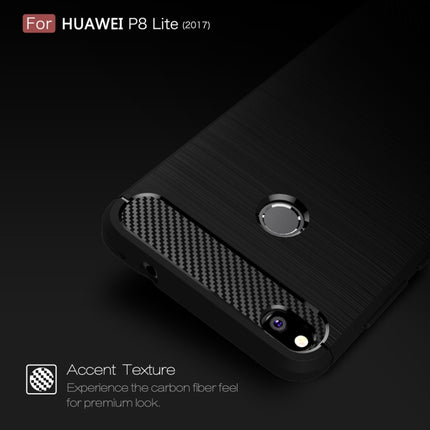 For Huawei  P8 Lite (2017) Brushed Carbon Fiber Texture Shockproof TPU Protective Case