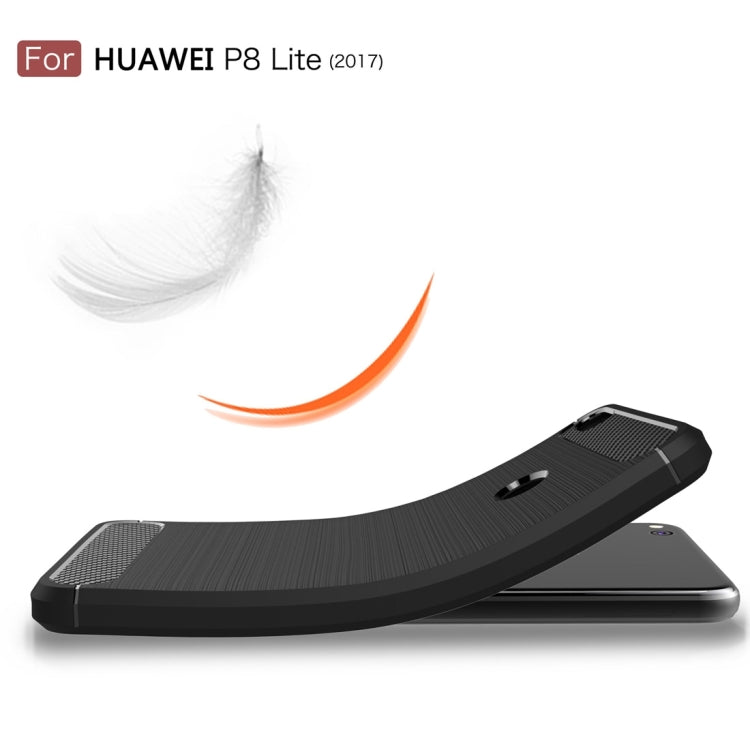 For Huawei  P8 Lite (2017) Brushed Carbon Fiber Texture Shockproof TPU Protective Case
