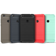 For Huawei  P8 Lite (2017) Brushed Carbon Fiber Texture Shockproof TPU Protective Case