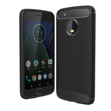 For Motorola Moto G5 Plus Brushed Carbon Fiber Texture Shockproof TPU Protective Cover Case