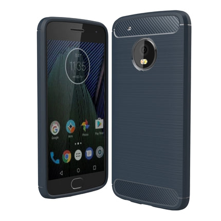 For Motorola Moto G5 Plus Brushed Carbon Fiber Texture Shockproof TPU Protective Cover Case