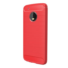 For Motorola Moto G5 Plus Brushed Carbon Fiber Texture Shockproof TPU Protective Cover Case