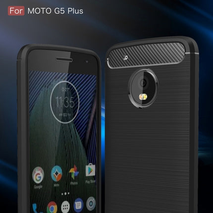 For Motorola Moto G5 Plus Brushed Carbon Fiber Texture Shockproof TPU Protective Cover Case