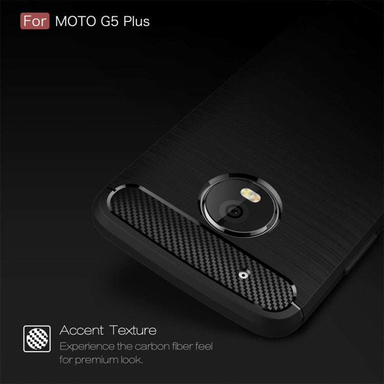 For Motorola Moto G5 Plus Brushed Carbon Fiber Texture Shockproof TPU Protective Cover Case