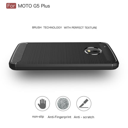 For Motorola Moto G5 Plus Brushed Carbon Fiber Texture Shockproof TPU Protective Cover Case