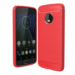 For Motorola Moto G5 Plus Brushed Carbon Fiber Texture Shockproof TPU Protective Cover Case