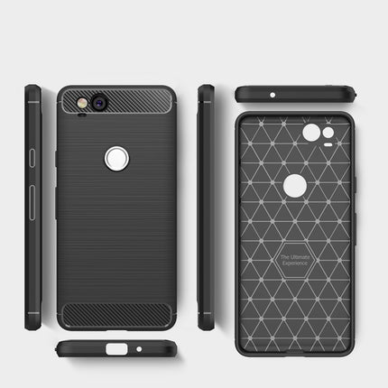 For Google Pixei 2 Brushed Texture Carbon Fiber Shockproof TPU Rugged Armor Protective Case