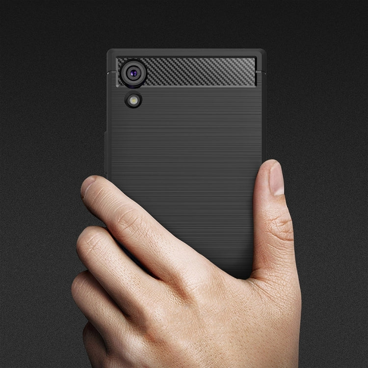 For Sony Xperia XA1 Ultra Brushed Texture Carbon Fiber Shockproof TPU Rugged Armor Protective Case