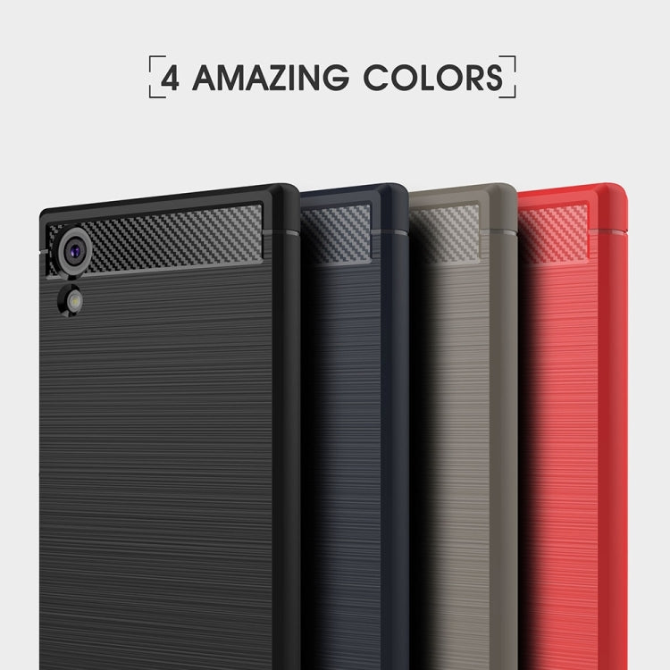 For Sony Xperia XA1 Ultra Brushed Texture Carbon Fiber Shockproof TPU Rugged Armor Protective Case