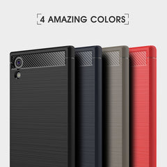 For Sony Xperia XA1 Ultra Brushed Texture Carbon Fiber Shockproof TPU Rugged Armor Protective Case