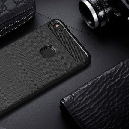 For Huawei P10 Lite Brushed Carbon Fiber Texture Shockproof TPU Protective Cover Case