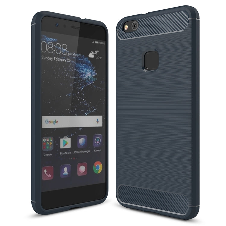 For Huawei P10 Lite Brushed Carbon Fiber Texture Shockproof TPU Protective Cover Case