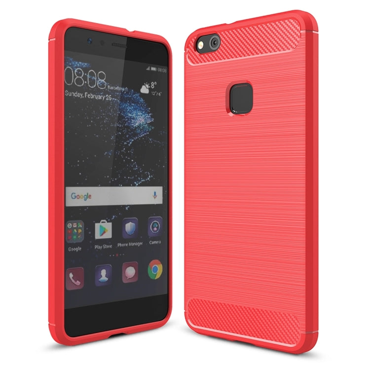For Huawei P10 Lite Brushed Carbon Fiber Texture Shockproof TPU Protective Cover Case