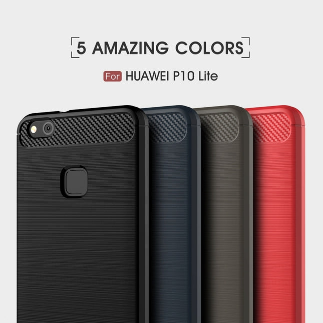 For Huawei P10 Lite Brushed Carbon Fiber Texture Shockproof TPU Protective Cover Case