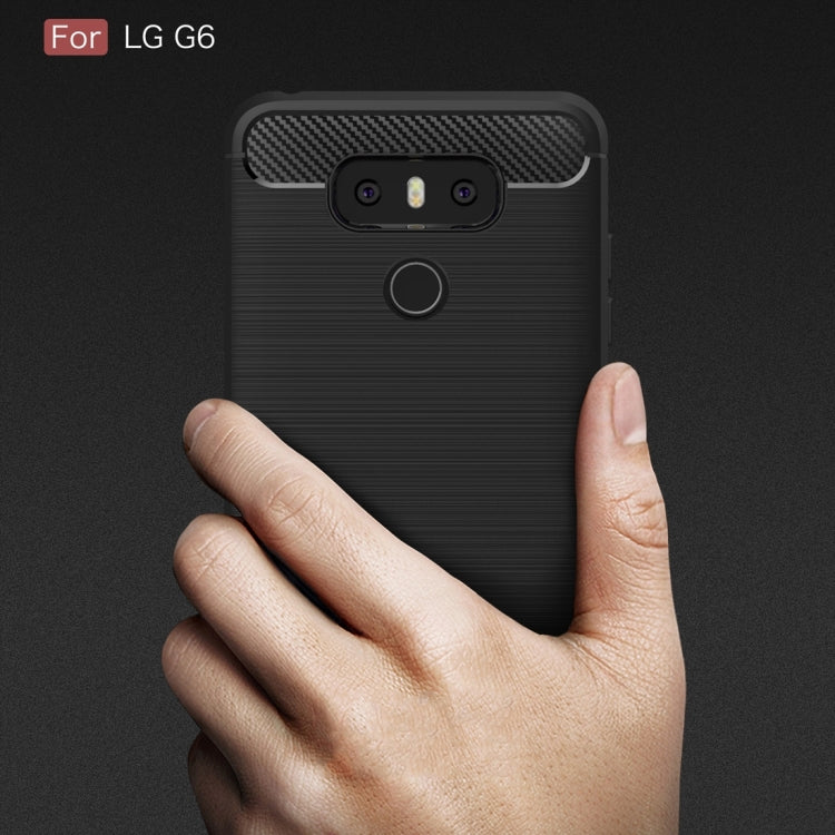 For LG G6 Brushed Carbon Fiber Texture Shockproof TPU Protective Cover Case