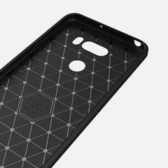 For LG V30 Brushed Texture Carbon Fiber Shockproof TPU Rugged Armor Protective Case