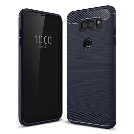 For LG V30 Brushed Texture Carbon Fiber Shockproof TPU Rugged Armor Protective Case
