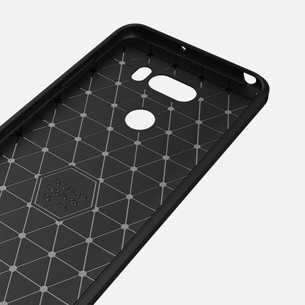 For LG V30 Brushed Texture Carbon Fiber Shockproof TPU Rugged Armor Protective Case, For LG V30