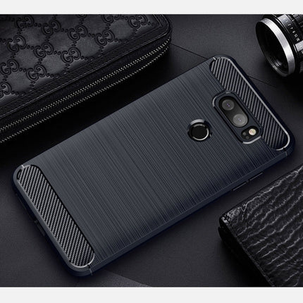 For LG V30 Brushed Texture Carbon Fiber Shockproof TPU Rugged Armor Protective Case, For LG V30