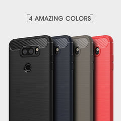 For LG V30 Brushed Texture Carbon Fiber Shockproof TPU Rugged Armor Protective Case