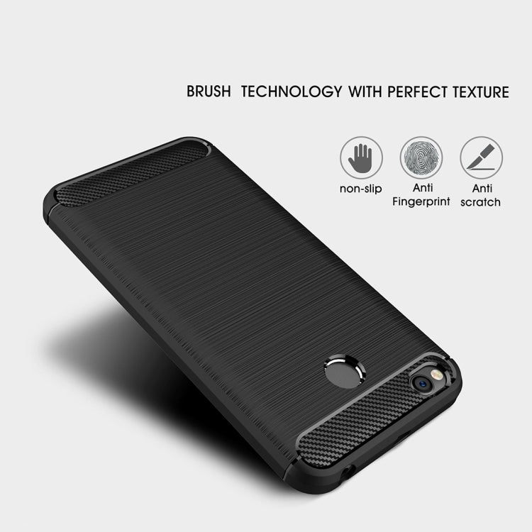 For Xiaomi  Redmi 4X  Brushed Carbon Fiber Texture Shockproof TPU Protective Cover Case , For Redmi 4X