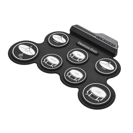 Portable Silicone Hand Roll USB Electronic Drum, Black Icon Version