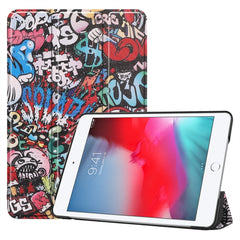 Graffiti Pattern Custer Texture Horizontal Flip PU Leather Case for iPad Mini 2019 / Mini 4 , with Three-folding Holder & Sleep / Wake-up Function, For iPad Mini 2019 / Mini 4