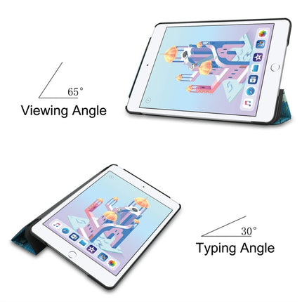 Horizontale Klapphülle aus PU-Leder mit Graffiti-Muster und Custer-Textur für iPad Mini 2019/Mini 4, mit dreifach klappbarer Halterung und Schlaf-/Weckfunktion, für iPad Mini 2019/Mini 4