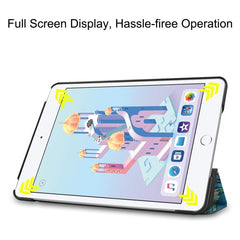 Horizontale Klapphülle aus PU-Leder mit Graffiti-Muster und Custer-Textur für iPad Mini 2019/Mini 4, mit dreifach klappbarer Halterung und Schlaf-/Weckfunktion, für iPad Mini 2019/Mini 4