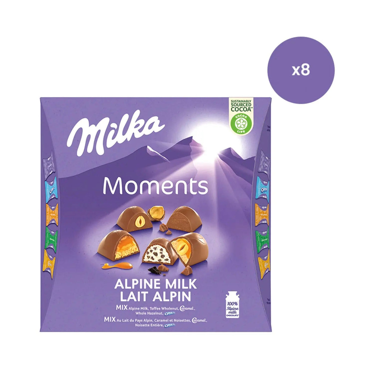 Milka Moments assortment of alpine milk chocolates in gift box