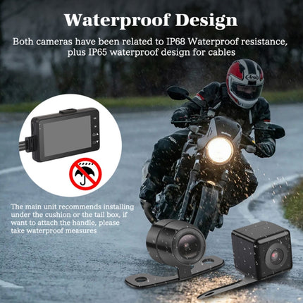 MT-80 3.0 inch 140 Degrees Wide Angle HD Video Motorcycle Dual  Camera DVR, Support TF Card (32GB Max), MT-80