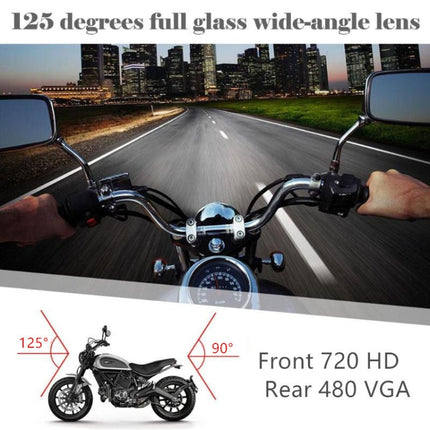 MT-80 3.0 inch 140 Degrees Wide Angle HD Video Motorcycle Dual  Camera DVR, Support TF Card (32GB Max), MT-80