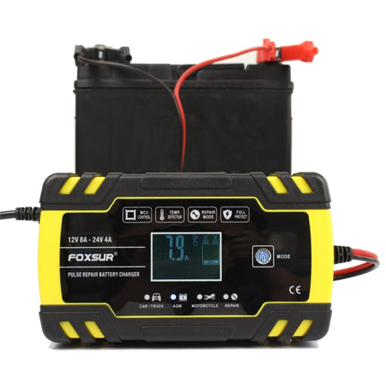 FOXSUR 12V-24V Car Motorcycle Truck Repair Battery Charger AGM Charger, EU Plug, UK Plug, US Plug, EU Plug