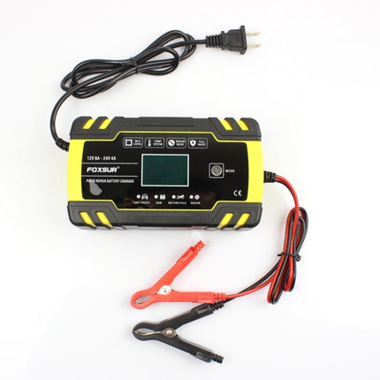 FOXSUR 12V-24V Car Motorcycle Truck Repair Battery Charger AGM Charger, EU Plug, US Plug, EU Plug, UK Plug