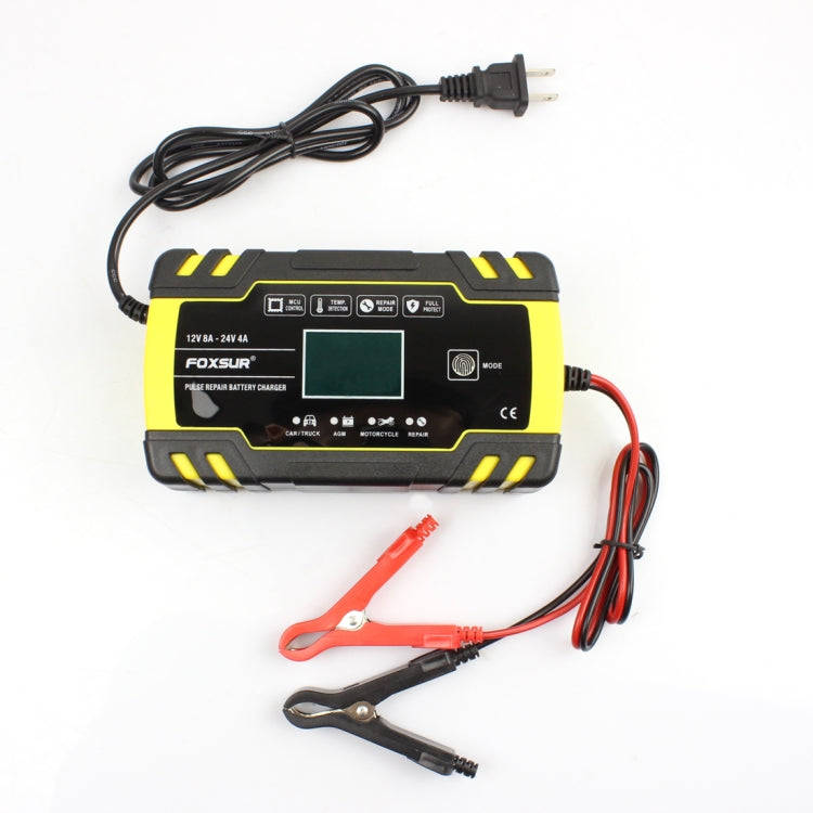FOXSUR 12V-24V Car Motorcycle Truck Repair Battery Charger AGM Charger, EU Plug, EU Plug, UK Plug, US Plug