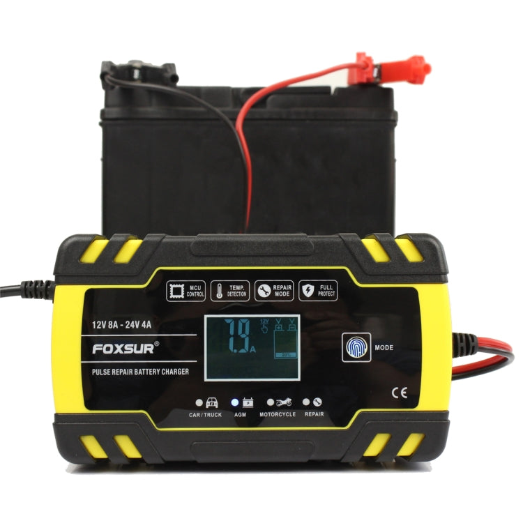FOXSUR 12V-24V Car Motorcycle Truck Repair Battery Charger AGM Charger, EU Plug, EU Plug, UK Plug, US Plug