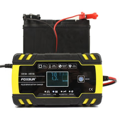 FOXSUR 12V-24V Car Motorcycle Truck Repair Battery Charger AGM Charger, EU Plug, EU Plug, UK Plug, US Plug