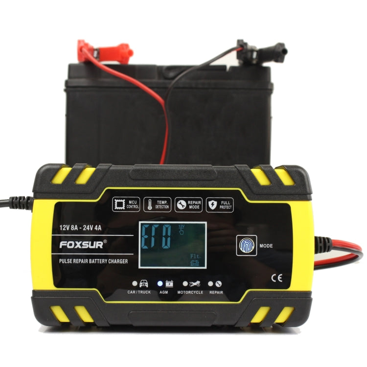 FOXSUR 12V-24V Car Motorcycle Truck Repair Battery Charger AGM Charger, EU Plug, EU Plug, UK Plug, US Plug