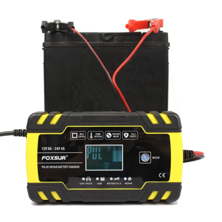 FOXSUR 12V-24V Car Motorcycle Truck Repair Battery Charger AGM Charger, EU Plug, EU Plug, UK Plug, US Plug