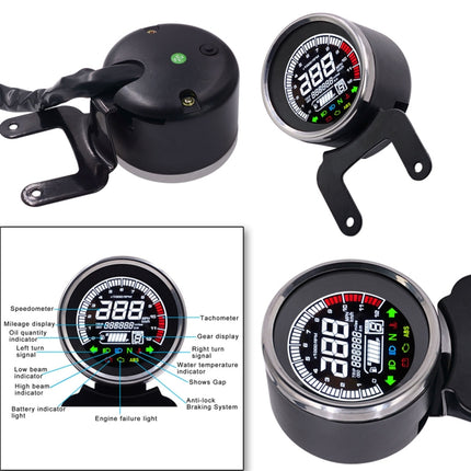 Universal Motorcycle Modified Multi-functional LED Digital Meter Indicator Light Tachometer Odometer Speedometer Oil Meter