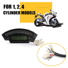 Speedpark Motorcycle LCD TFT Digital Speedometer 14000RPM 6 Gear Backlight Motorcycle Odometer for 1,2,4 Cylinders Meter