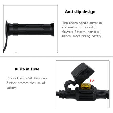 WUPP CS-990A1 Motorcycle Modified Intelligent Electric Heating Hand Cover Heated Grip Handlebar with Five Gear Temperature Control & Five Colors Indicator, CS-990A1
