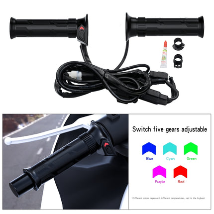 WUPP CS-990A1 Motorcycle Modified Intelligent Electric Heating Hand Cover Heated Grip Handlebar with Five Gear Temperature Control & Five Colors Indicator, CS-990A1