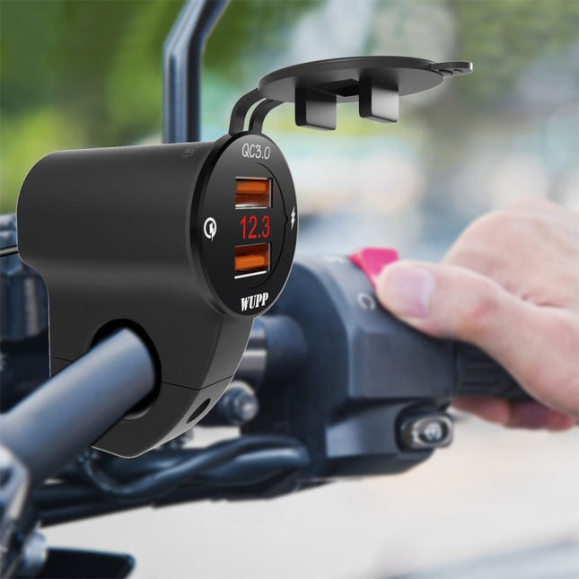 WUPP ZH-975A3 Motorcycle Aluminum Alloy Waterproof Mobile Phone Double QC3.0 Quick Charging Charger with Voltmeter, ZH-975B3, ZH-975A3