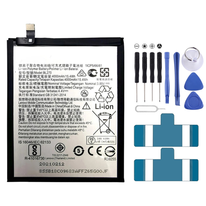 4000mAh BL270 for Lenovo K6 Note Li-Polymer Battery, For Lenovo K6 Note