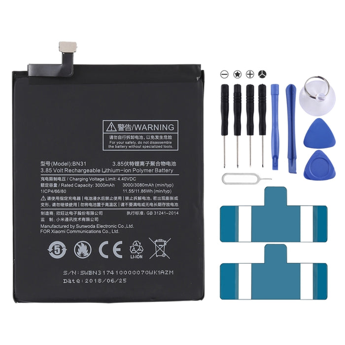 3000mAh Li-Polymer Battery BN31 for Xiaomi Mi 5X / Note 5A, For Mi 5X / Note 5A