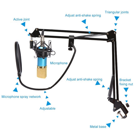 BM-800 Network K-Song Dedicated High-end Metal Shock Mount Microphone Set, BM800 Kit Black, BM800 Kit Pink, BM800 Kit Blue