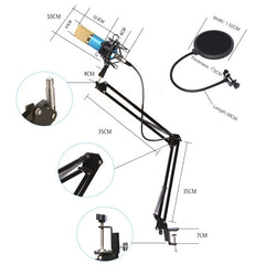 BM-800 Network K-Song Dedicated High-end Metal Shock Mount Microphone Set, BM800 Kit Blue, BM800 Kit White, BM800 Kit Black, BM800 Kit Pink
